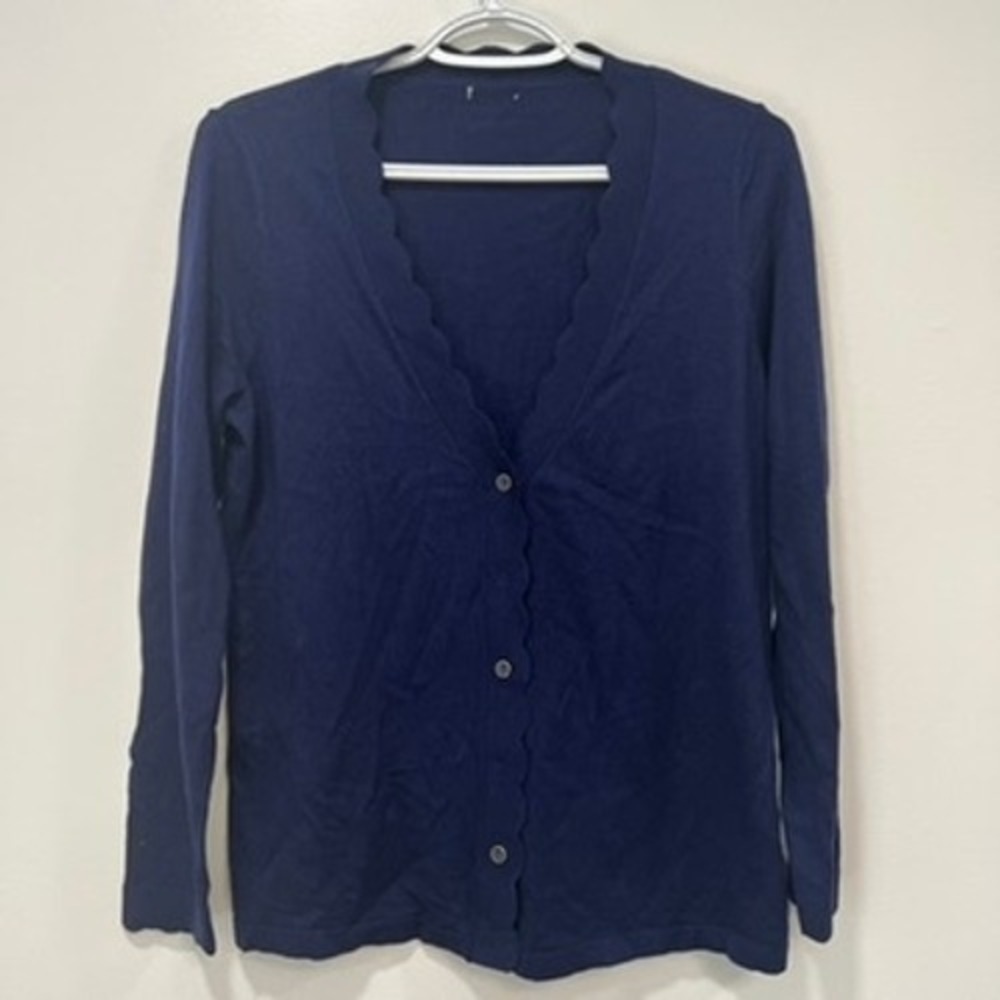 J Mclaughlin Womens Cardigan Sweater XS‎ Blue Solid Button Knit Long Sleeve